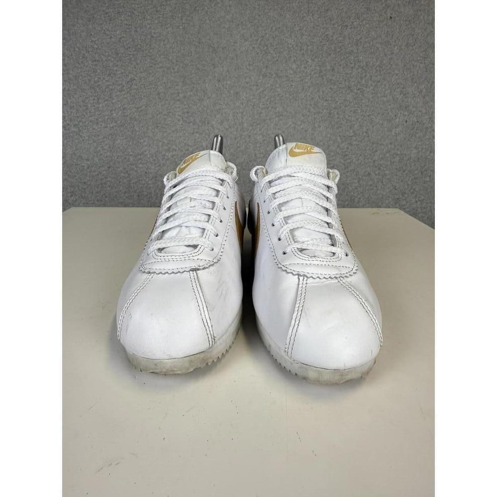 Men's Nike Cortez Prm Leather 2025 Metallic Gold Swoosh White Women's Size 8.5 - Picture 2 of 9